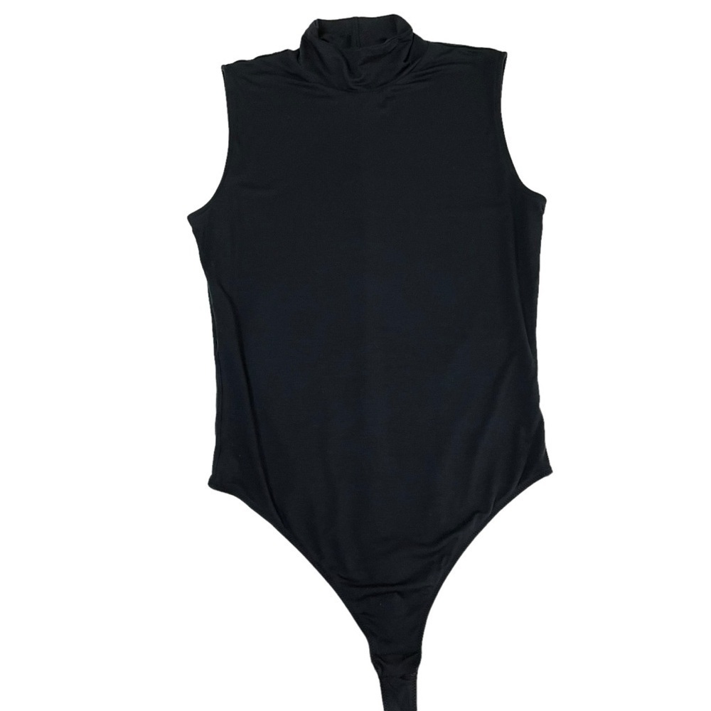 Everlane The Luster Mockneck Tank One-Piece Bodysuit Black - Picture 3 of 16